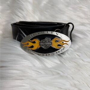 1998 Harley Davidson Motor Cycles Vintage Belt Buckle XL Oval Flames Vintage